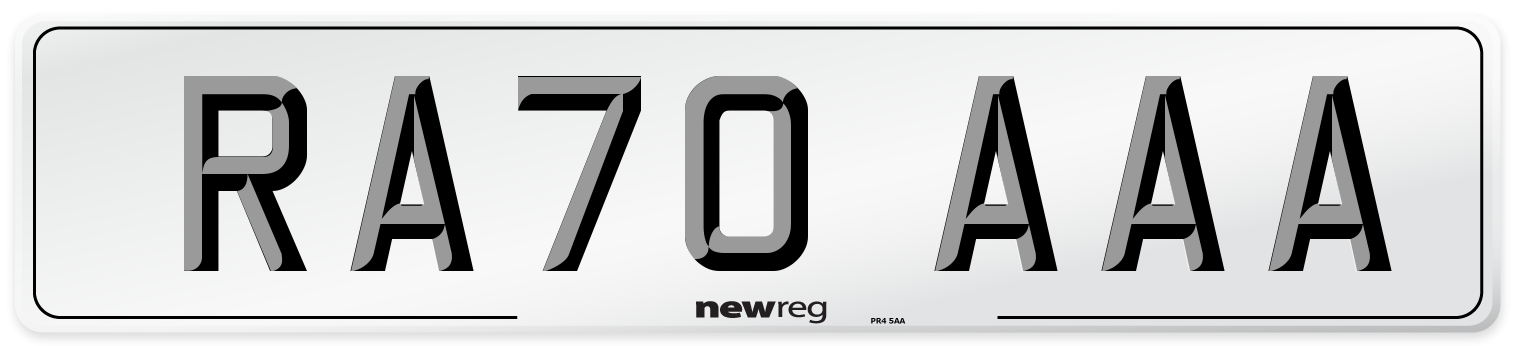 RA70 AAA Number Plate from New Reg
